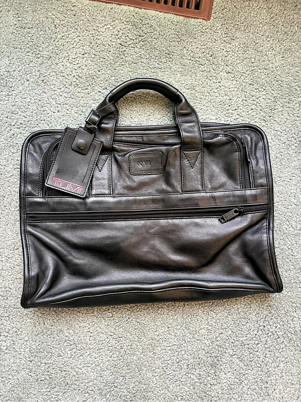 TUMI Genuine Leather Laptop Briefcase Black